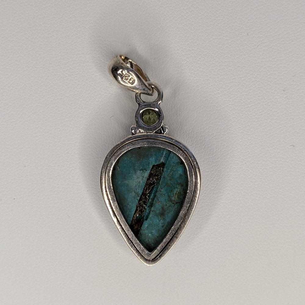 Turquoise Peridot Pendant S925 Sterling Silver - Picture 3 of 3